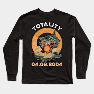 Totality 04.08.24 Funny Cat Japanese Style Solar Eclipse Long Sleeve T-Shirt